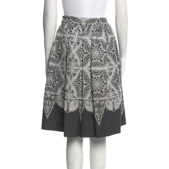 JONATHAN SAUNDERS Silk Gray Gothic Printed Knee-Length Midi Skirt 4 - Picture 3 of 3